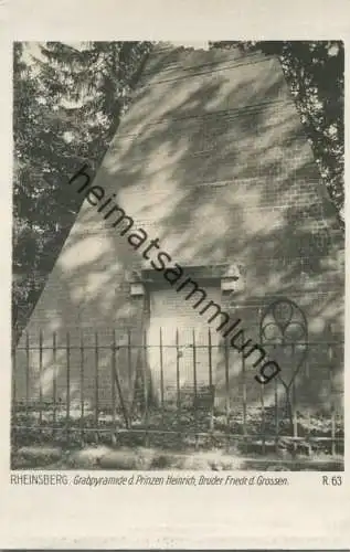 Rheinsberg - Grabpyramide von Prinz Heinrich - Bruder von Friedrich dem Grossen - Foto-AK 30er Jahre - Verlag Ludwig Wal