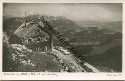 Purtschellerhaus - Blick auf den Untersberg - Foto-AK - Verlag Hans Huber Garmisch