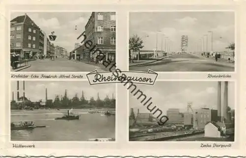 Duisburg - Rheinhausen - Krefelder- Ecke Friedrich-Alfred-Strasse - Hüttenwerk - Rheinbrücke - Zeche Diergardt - Foto-AK