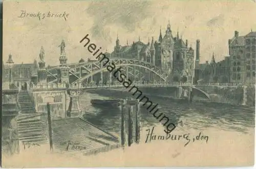 Hamburg - Brooksbrücke - Künstler-Ansichtskarte