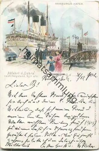 Hamburg - Hafen - Abfahrt der Cobra - Verlag F. W. Kähler Hamburg