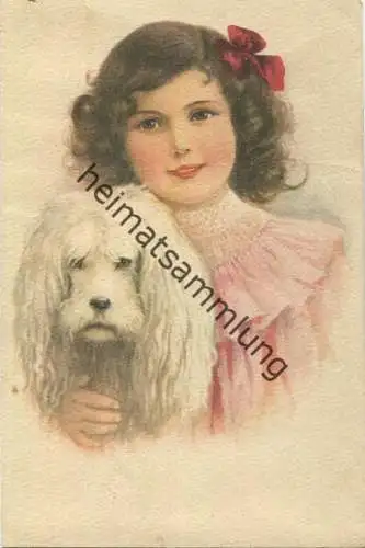 Mädchen mit Hund - Rückseite beschrieben