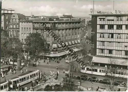 Düsseldorf - Corneliusplatz - Schadow Strasse - Strassenbahn - Foto-Ansichtskarte Grossformat