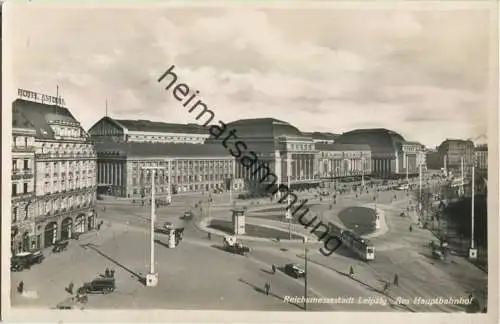 Leipzig - Hauptbahnhof - Strassenbahn - Foto-Ansichtskarte - Verlag Karl Cramer Leipzig