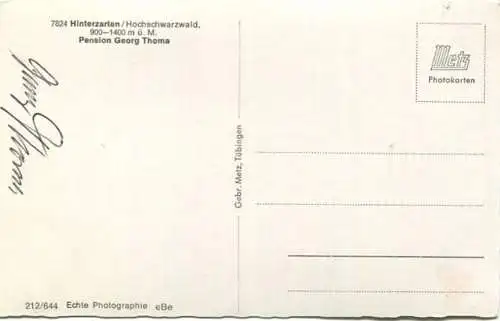 Hinterzarten - Pension Georg Thoma - Foto-AK - Verlag Gebr. Metz Tübingen