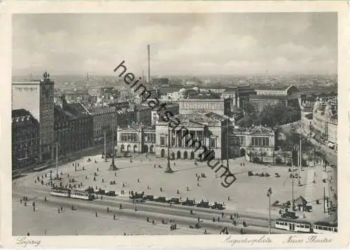 Leipzig - Augustusplatz - Neues Theater - Strassenbahn - AK Grossformat