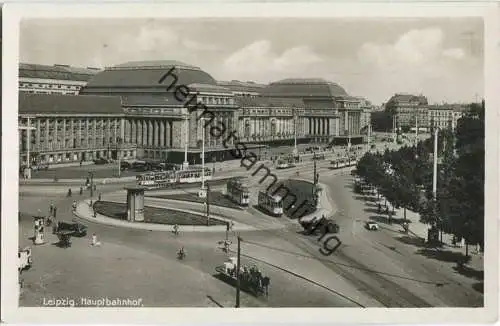 Leipzig - Hauptbahnhof - Strassenbahn - Foto-Ansichtskarte - Verlag Vereinigter Leipziger Bahnhofsbuchhandel