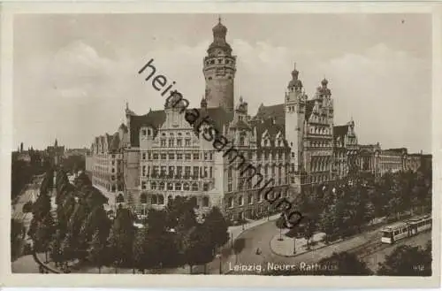 Leipzig - Neues Rathaus - Strassenbahn - Verlag Karl Fickemscher Leipzig