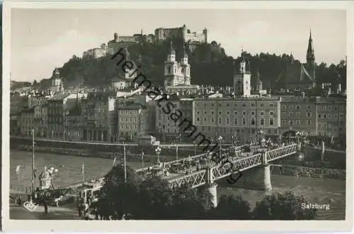 Salzburg - Staatsbrücke - Altstadt und Salzach - Foto-Ansichtskarte - Cosy Verlag Salzburg 1930