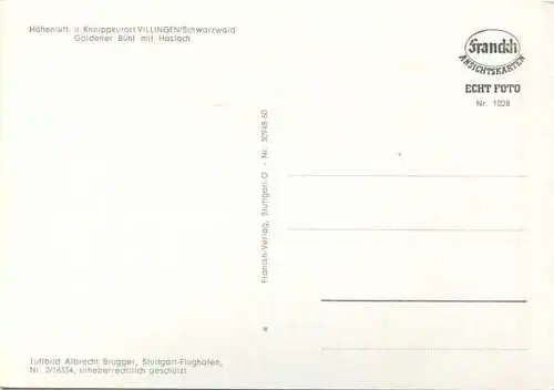 Villingen - Goldener Bühl mit Haslach - Luftaufnahme - Foto-AK Großformat 60er Jahre - Verlag Franckh Stuttgart