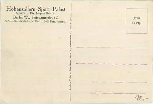 Berlin-Schöneberg - Hohenzollern-Sportpalast Potsdamerstr. 72 - Eisbahn