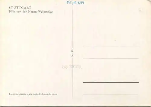 Stuttgart - Blick von der Neuen Weinsteige - AK Grossformat 50er Jahre