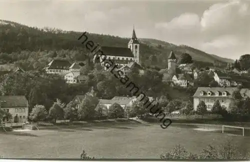 Gernsbach - Kath. Kirche - Storchenturm - Sportplatz - Foto-AK 60er Jahre - Verlag Schöning & Co Lübeck
