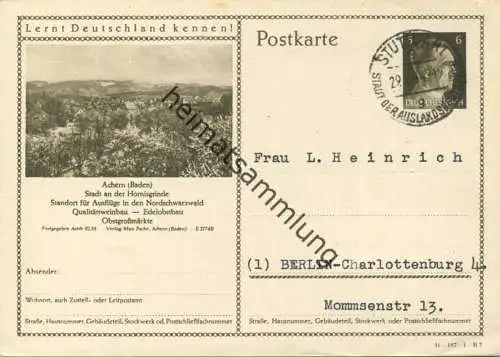 Achern (Baden) - Bildpostkarte - Ganzsache - bedarfsgebraucht - gel. 1944