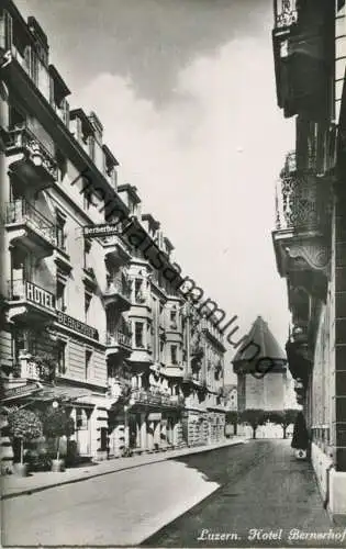 Schweiz - Luzern - Hotel Bernerhof - Foto-AK 50er Jahre - Rückseite beschrieben