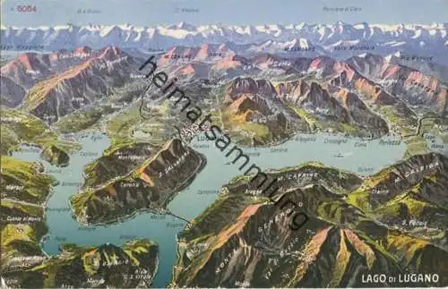 Schweiz - Lago di Lugano - Reliefkarte gel. 1925