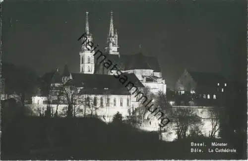 Basel - Münster - Nachtaufnahme - Foto-Ansichtskarte - Verlag Photoglob-Wehrli Zürich