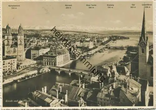 Schweiz - Zürich und die Alpen - Foto-AK Grossformat gel. 1936