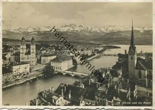 Schweiz - Zürich und die Alpen - Foto-AK Grossformat gel. 1930