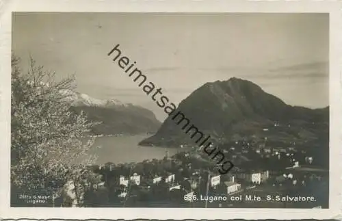 Schweiz - Lugano col Monte San Salvatore - Foto-AK - gel. 1930
