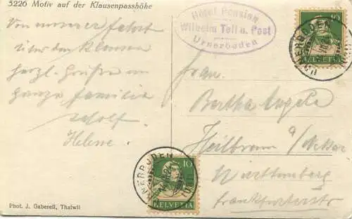 Schweiz - Klausenpasshöhe - Foto-AK - gel. 1924