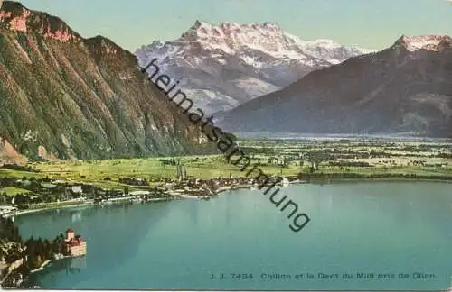 Schweiz - Chillon et la Dent du Midi pris de Glion gel. 1910