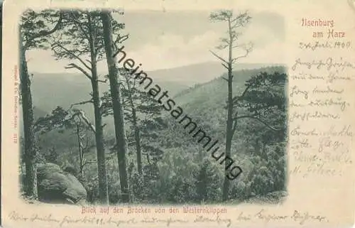 Ilsenburg - Blick auf den Brocken von den Westernklippen - Verlag Stengel & Co. Dresden