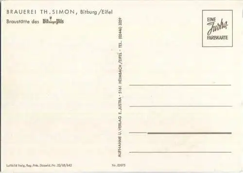 Bitburg - Brauerei Th. Simon - Braustätte des Bitburger Pils - Luftbild - Verlag E. Justra Heimbach