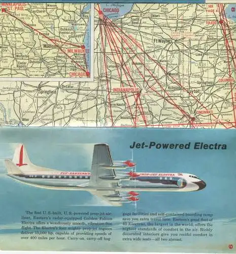 Eastern Air Lines In-Flight Map 16 Seiten 50er Jahre