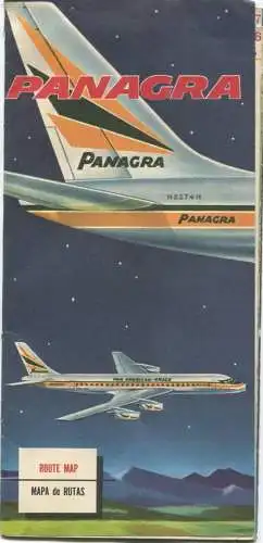 PANAGRA Pan American Grace - Route Mape Mapa de Rutas - Faltblatt 92cm x 20cm 50er Jahre