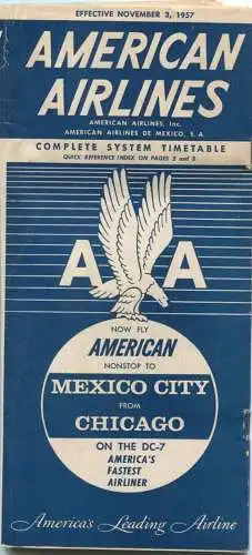 American Airlines - American Airlines de Mexico - Complete System Timetable - 48 Seiten 1957