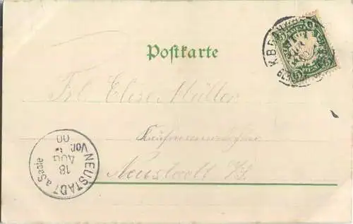 Mädchenkopf in Kleeblatt - Gruss aus ... - Künstler-Ansichtskarte (G46737y)gel. 1900