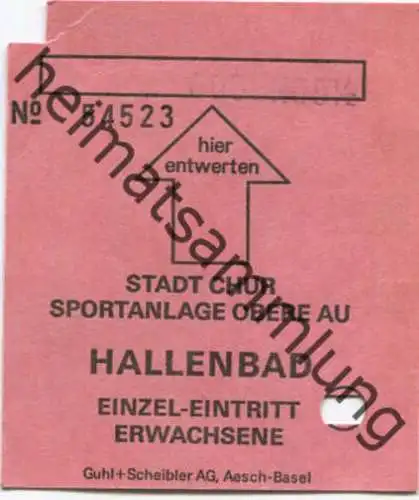 Schweiz - Chur - Hallenbad Sportanlage Obere Au - Eintrittskarte