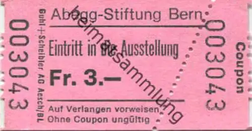 Schweiz - Abegg-Stiftung Bern - Eintrittskarte zur Ausstellung