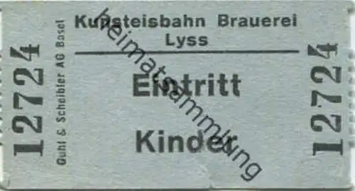 Schweiz - Lyss - Kunsteisbahn Brauerei - Eintrittskarte Kinder