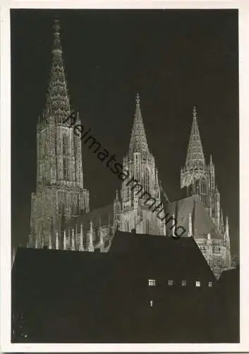 Ulm - Münsterbeleuchtung - Foto-Ansichtskarte