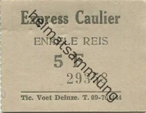 Belgien - Exposition de Bruxelles EXPO 58 - Express Caulier - enkele Reis - Fahrkarte 1958