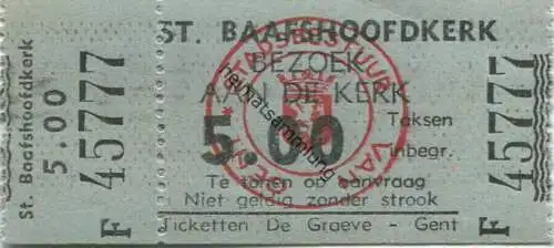 Belgien - Gent - St. Baafshoofdkerk - Eintrittskarte 1958