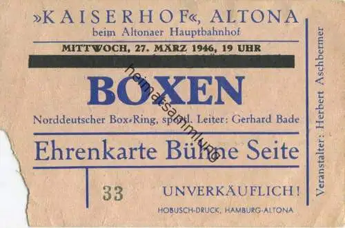 Deutschland - Hamburg - Kaiserhof Altona beim Altonaer Hauptbahnhof - Boxen - Norddeutscher Box-Ring - sportlicher Leite