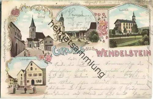 Wendelstein - Kurhotel - Ludwigsbrunnen - Lithographie