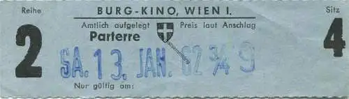 Österreich - Wien - Burg Kino Wien I - Kinokarte 1962