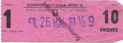 Österreich - Wien - Schäffer Lichtspiele Wien VI - Kinokarte 1961