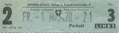 Österreich - Wien - Opern Kino Wien I Friedrichstrasse 4 - Kinokarte 1970