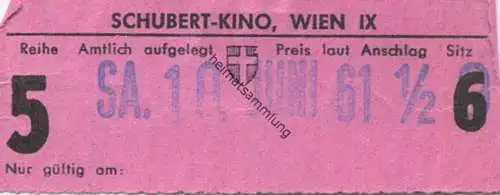 Österreich - Wien - Schubert-Kino Wien IX - Kinokarte 1961