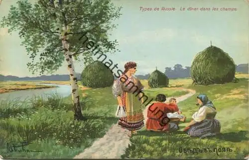 Types de Russie - Le diner dans les champs ca. 1910