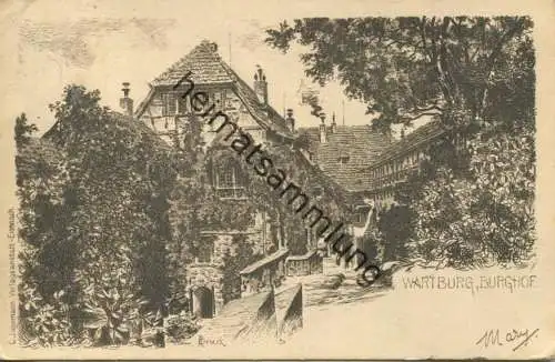 Eisenach - Wartburg - Burghof - signiert A. Bruck - Verlag C. Jagemann Eisenach - gel. 1902