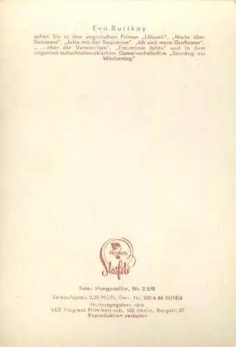 Eva Ruttkay - VEB Progress Film Vertrieb Berlin 1966 - Keine AK-Einteilung