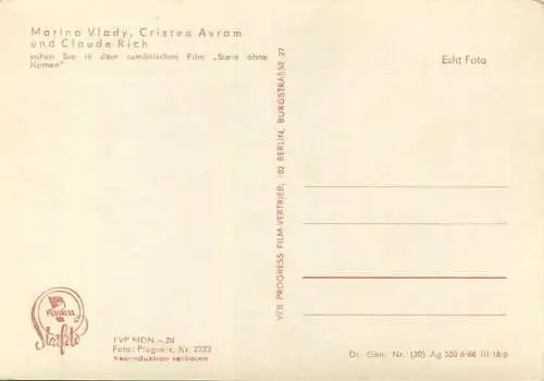 Marina Vlady - Cristea Avram - Claude Rich - VEB Progress Film Vertrieb Berlin 1966