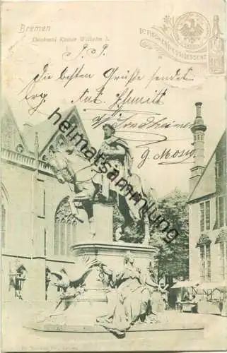 Bremen - Denkmal Kaiser Wilhelm I. - Werbung Dr. Fischer's Essigessenz