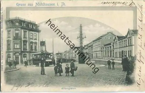 Mühlhausen i. Th. - Kiliansgraben - Strassenbahn - rückseitig Werbung